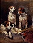 John Emms Three Hounds With A Terrier painting